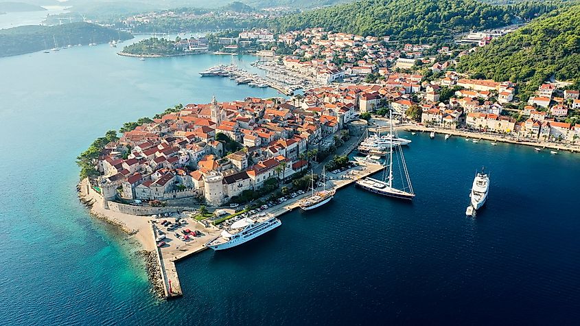 View of Korčula in Croatia along the Adriatic Sea