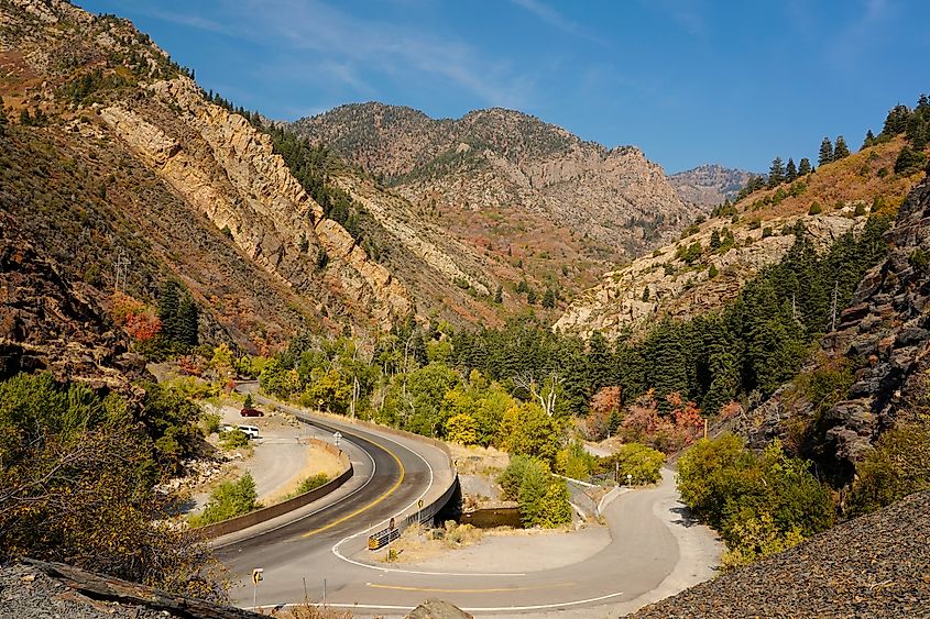 The steep canyons and hills of the Wasatch Mountain Range in Midway, Utah.