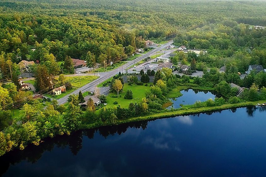 Aerial view of Pocono Pines, Pennsylvania.