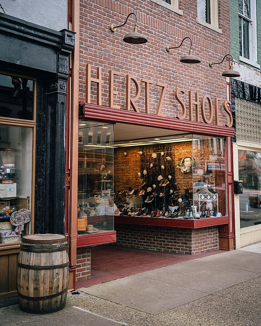 Hertz Shoe Store vintage sign, Madison, Indiana.