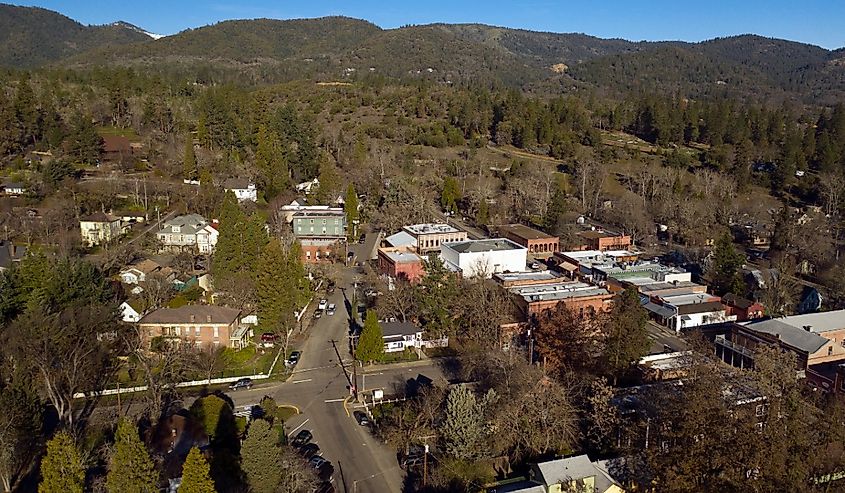 Aerial view of Jacksonville, Oregon