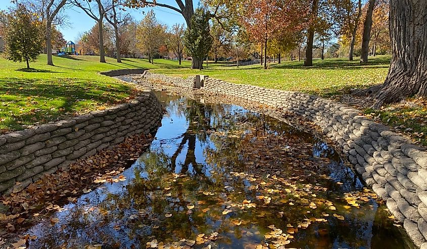 Looking over the stream in Heartwell Park