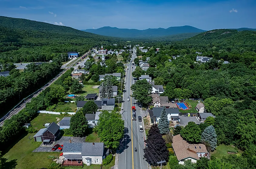 Aerial view of Gorham, New Hampshire.