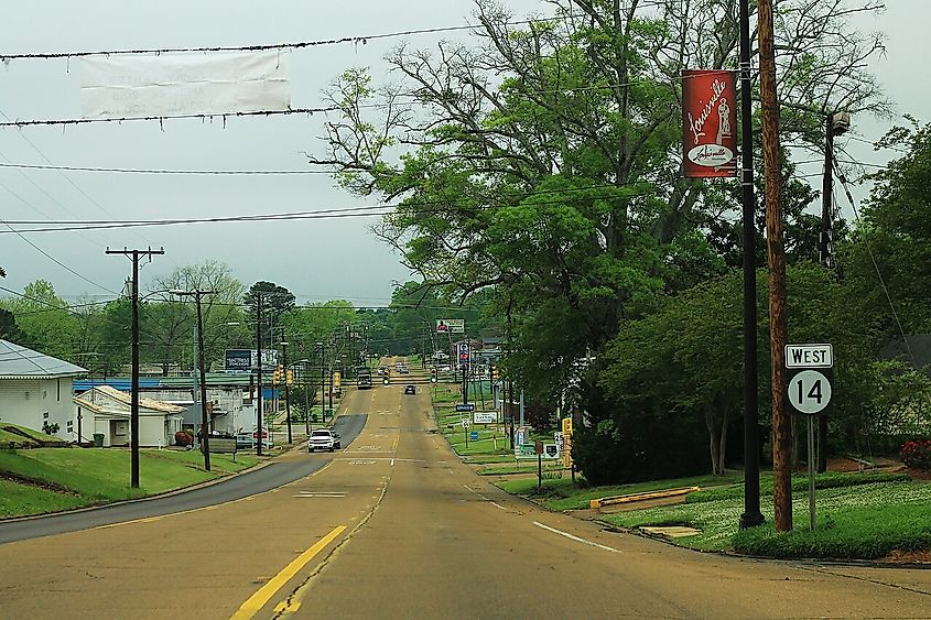 Driving into Louisville, Mississippi.