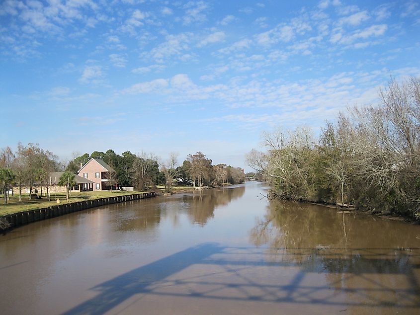 The Vermilion River in Abbeville, Louisiana.