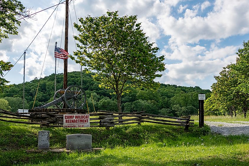 Original site of the Confederate encampment for the Battle of Camp Wildcat in October, 1861. Editorial credit: JNix / Shutterstock.com