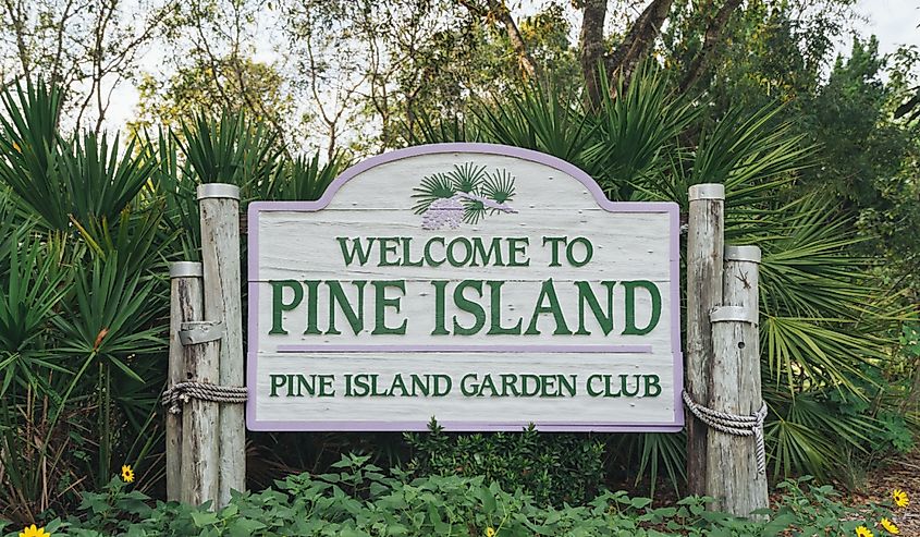 Pine island sign. Welcome to Pine Island. 