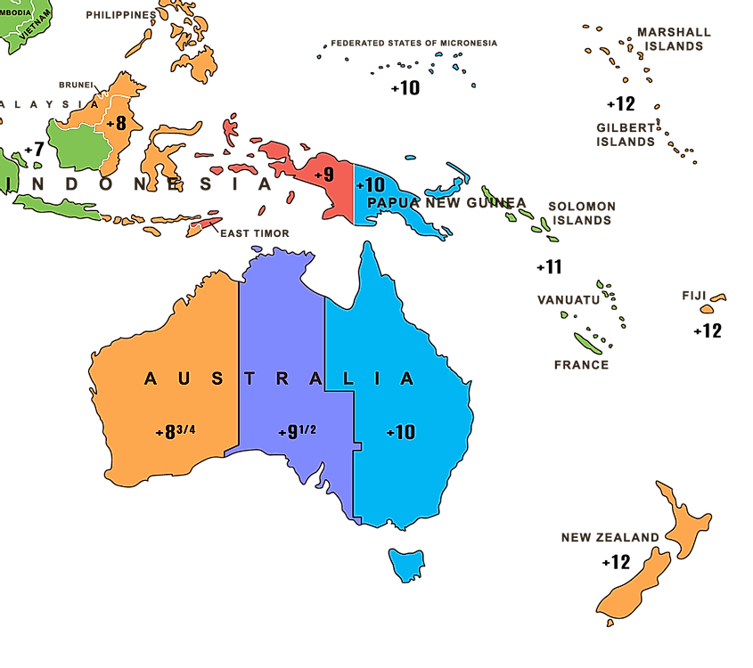 Oceania time zones