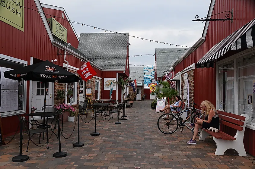 Shops and restaurants in Fenwick Island, Delaware.