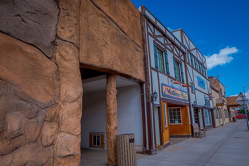 Outdoor view of the world's largest elkhorn arch in Afton. Editorial credit: Fotos593 / Shutterstock.com