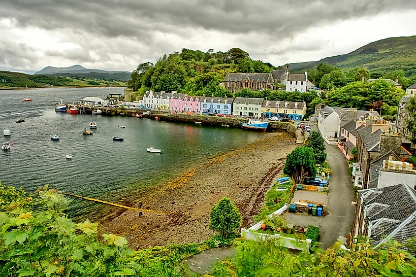 The serene settings of Portree, Scotland.