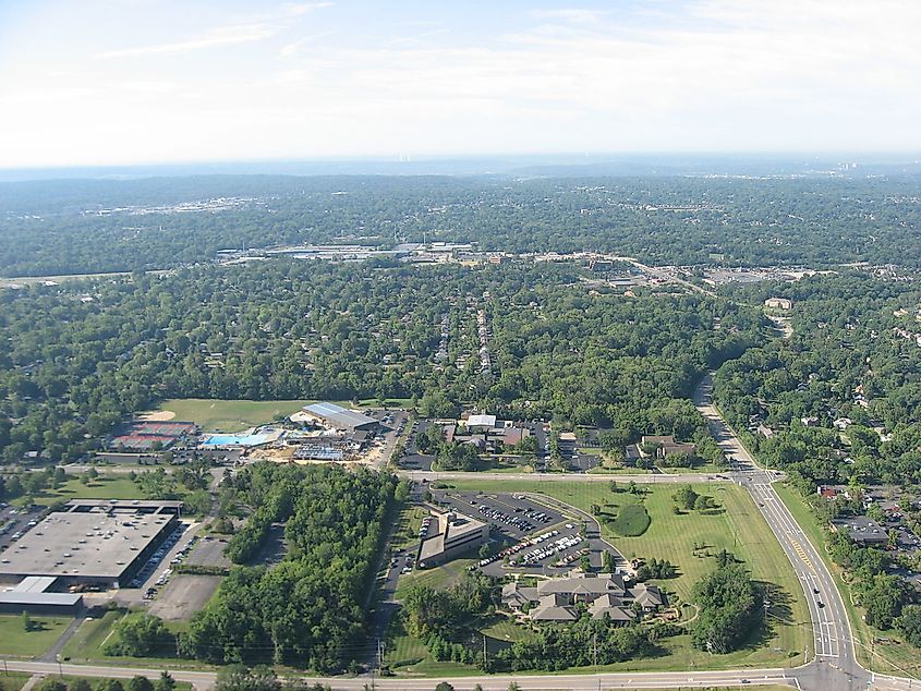 Aerial view of Blue Ash, a city near Cincinnati in Hamilton County, Ohio, United States.