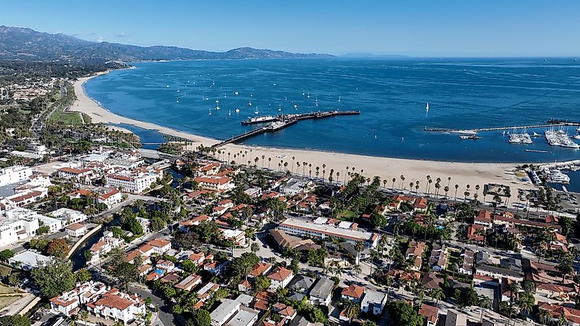 View of the coastline in Santa Barbara, California.