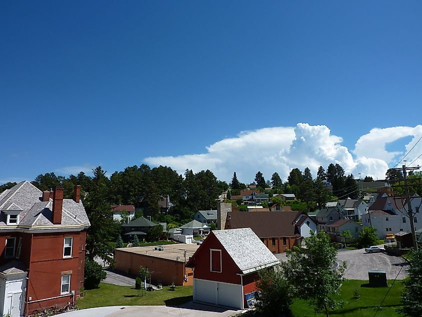 Aerial view of Lead, South Dakota, USA.