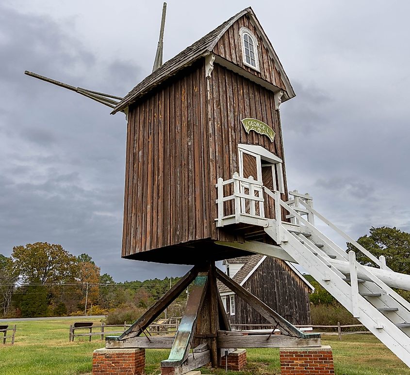 Historic Rotating Spocott Windmill in Dorchester County Maryland.