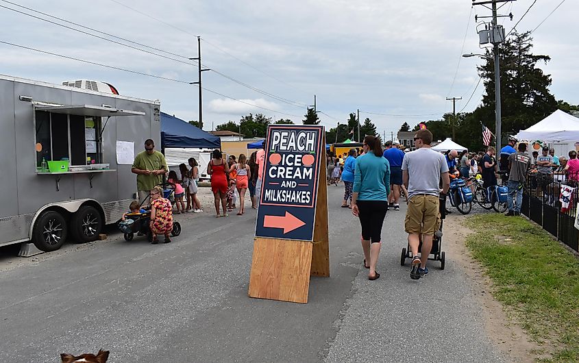 Ice Cream Sign at the Peach Festival at Wyoming, Delaware. Editorial credit: Foolish Productions / Shutterstock.com