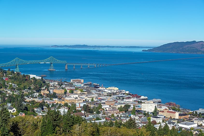 Cityscape view of Astoria, Oregon 