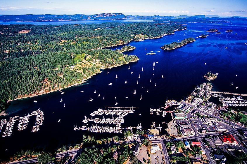 Aerial view of Ganges, British Columbia