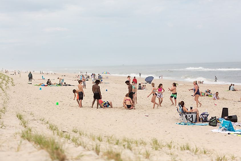 Weekend beach crowds at Assateague State Park.