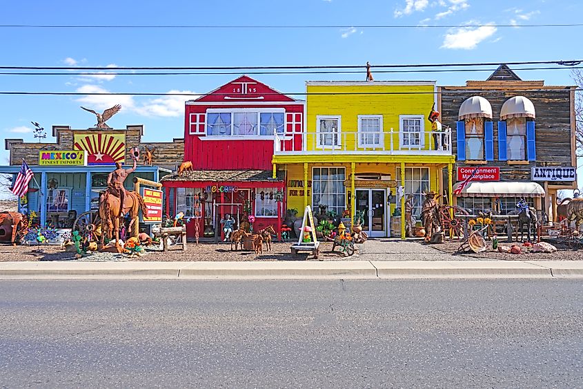 View of vintage signs in historic Old Town Cottonwood, in Yavapai County, Arizona