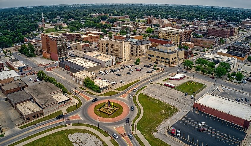 Aerial View of Fort Dodge, Iowa in Summer.