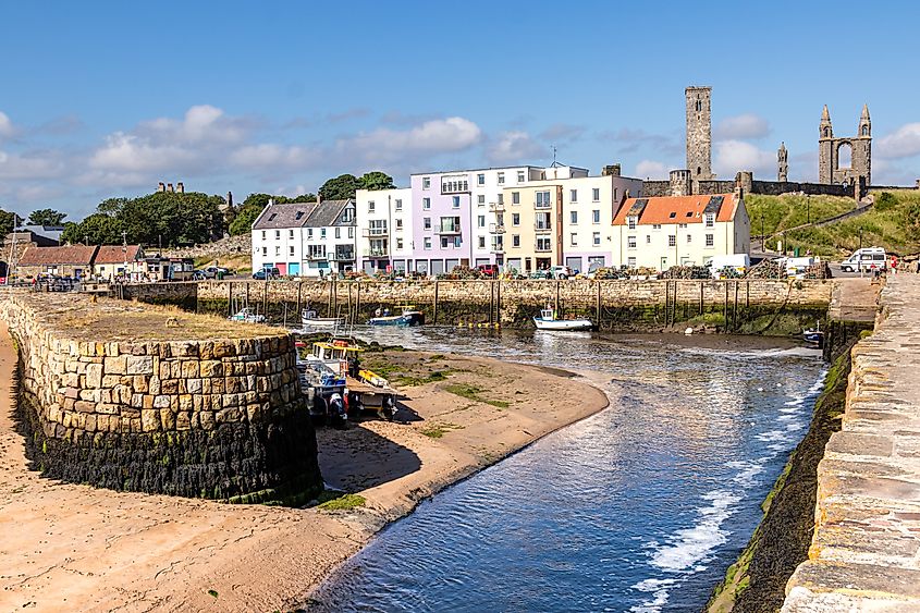 Entrance to St Andrews harbor in Scotland