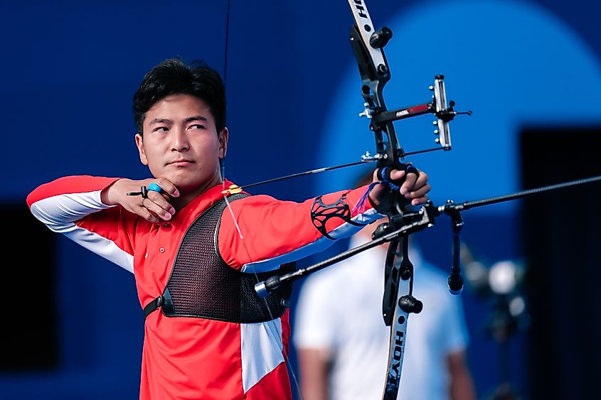 Chinese player Yan Wang competes in the Paris 2024 Olympics.