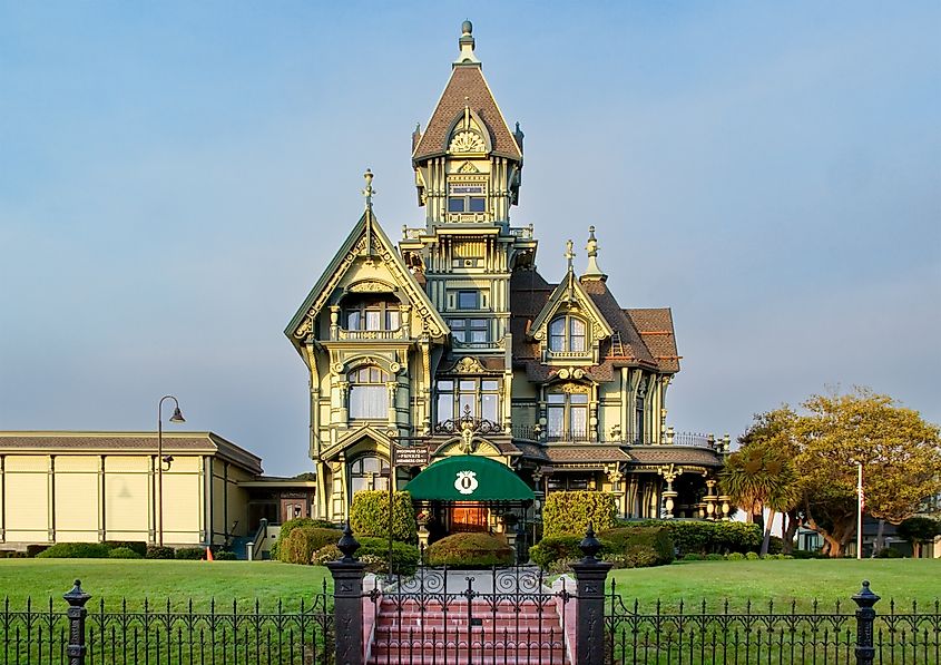 The Carson Mansion, a former home of lumber baron William Carson, now serving as The Ingomar Club, a private social club, in Old Town Eureka, California.