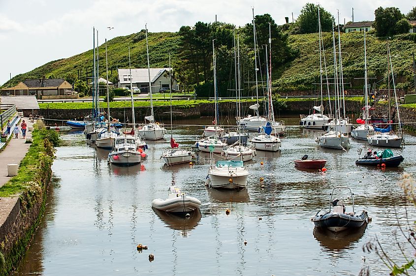 Small harbour with yachts in Gorey in Co. Wexford, Ireland