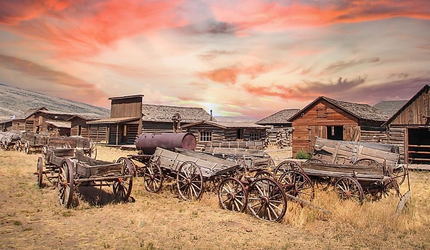 Ghost town in Cody, Wyoming, US West