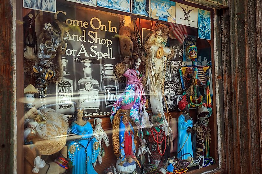 Voodoo souvenir display in the French Quarter of New Orleans