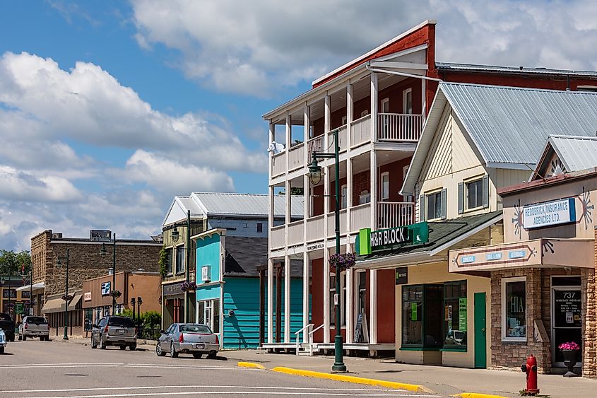 Street view of Pincher Creek, Alberta, Canada.