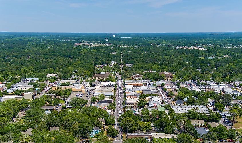 Aerial view of Fairhope, Alabama.