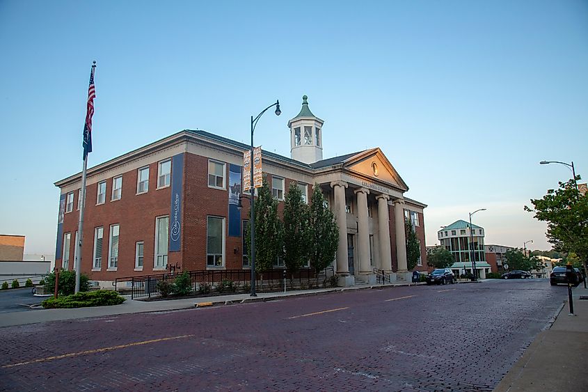 Skyline in downtown Columbia, Missouri. 