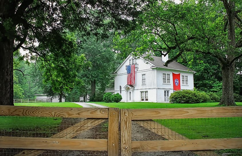  A historic mansion behind a wooden gate in La Grange.