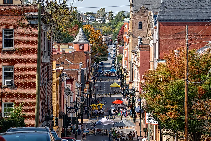 Downtown Staunton, Virginia, USA in fall.