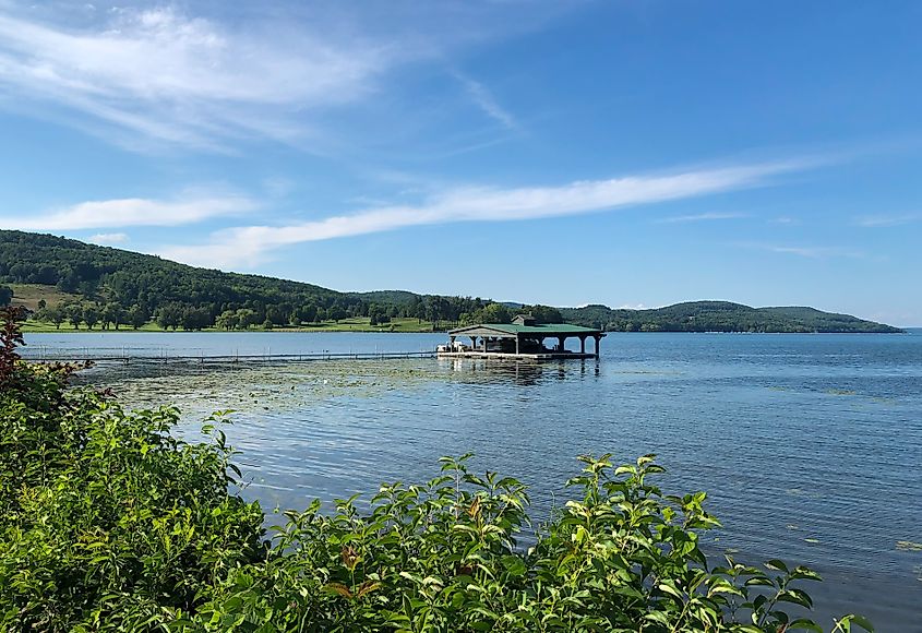 Summer view of Otsego Lake from Lake Front Park in Cooperstown, New York.