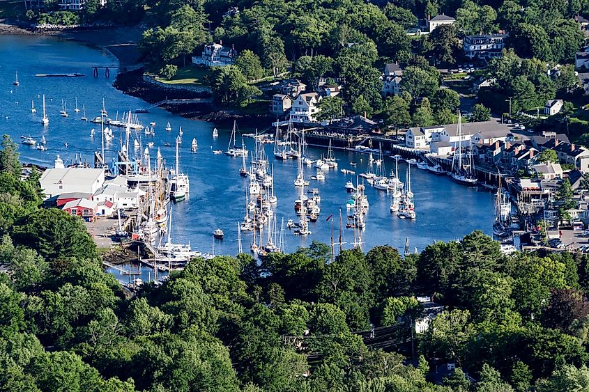 View of the harbor in Camden, Maine.