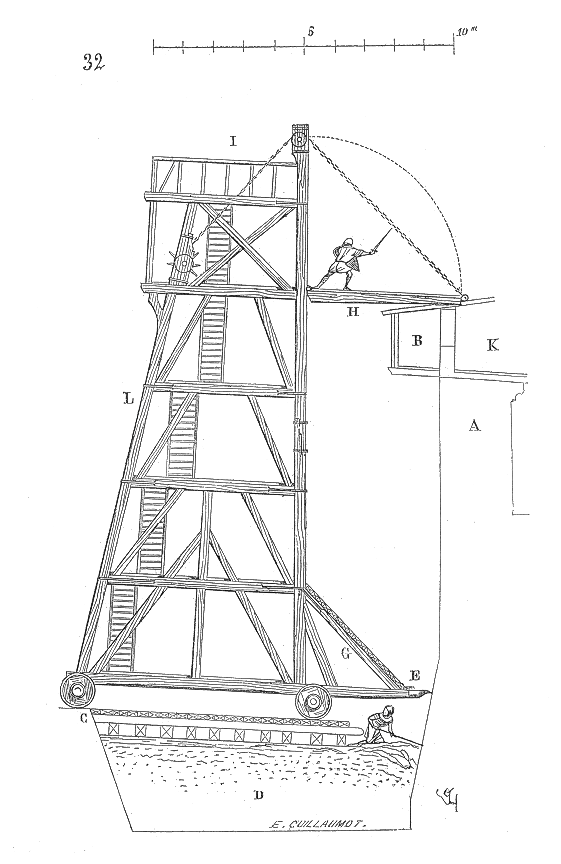 Sketch of a medieval siege tower.