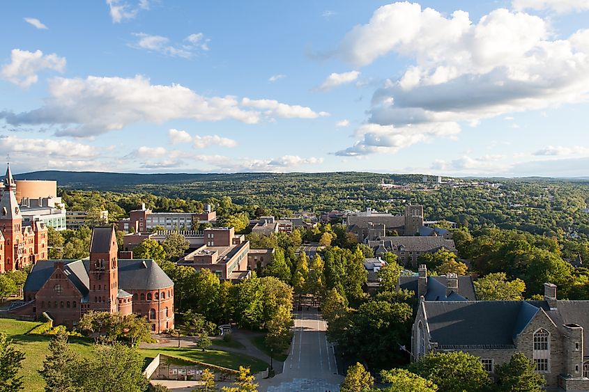 Overlook of Cornell University Campus from Uris Library in Ithaca, New York