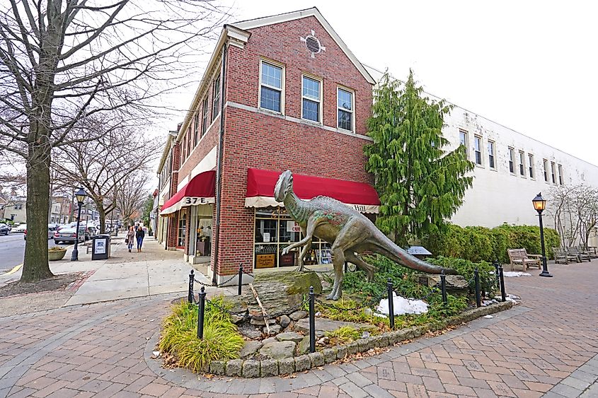 Haddie is the NJ state dinosaur in Haddonfield, New Jersey. Editorial credit: EQRoy / Shutterstock.com