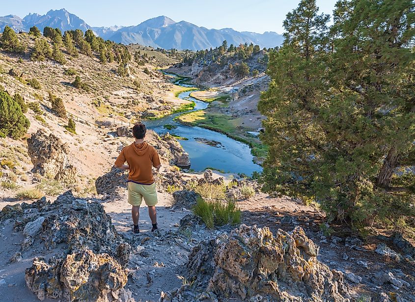 Hot Creek Geological Area in Mammoth Lakes, California.