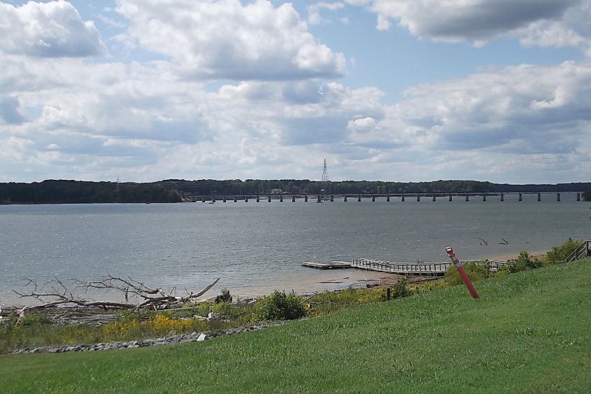 View of the Buggs Island Lake near Clarksville in Virginia.