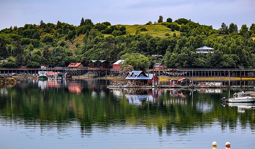 Small Alaskan town of Halibut Cove in Kachemak Bay on the Kenai Peninsula