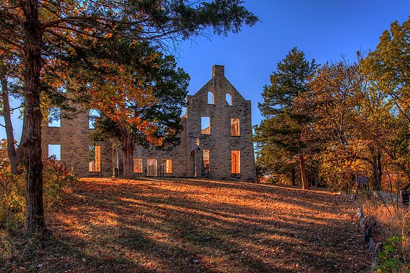 The ruins of a castle at Ha Ha Tonka State Park, Missouri.