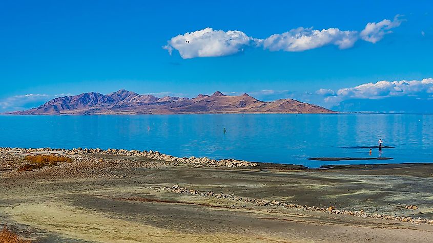 Antelope Island in the Great Salt Lake of Utah.