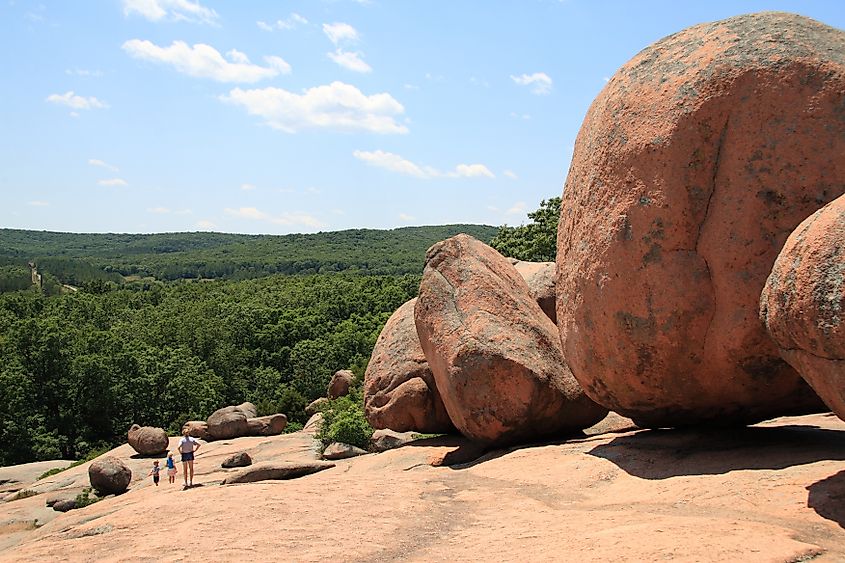 Interesting natural landscape at the Elephant Rocks State Park, Missouri.