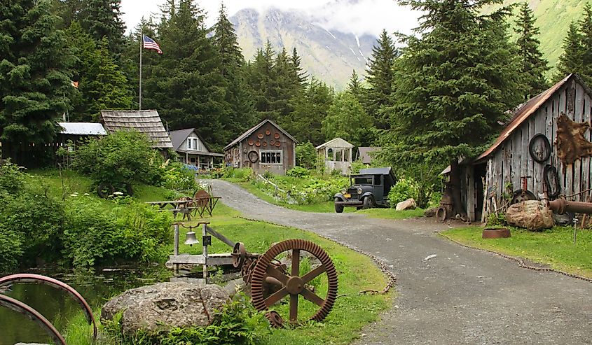 Crow Creek mining camp, Girdwood, Alaska, on Alaska's Kenai Peninsula.