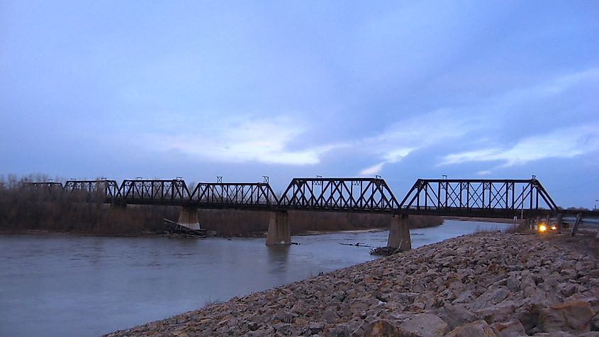 The Kansas River in Topeka, Kansas.