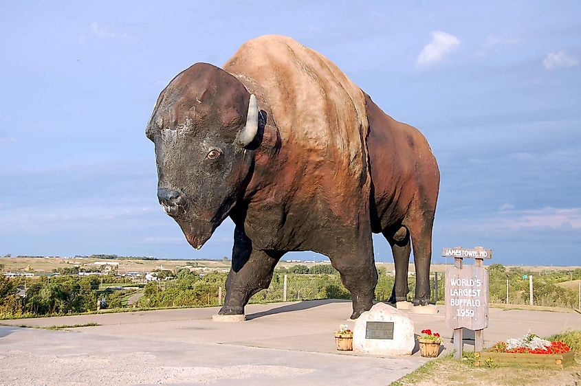 The World's Largest Buffalo statue in Jamestown, North Dakota